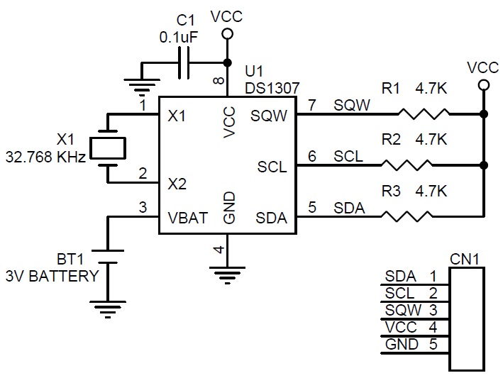 DS1307 RTC schematic