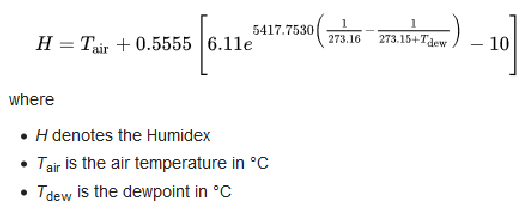humidex formula